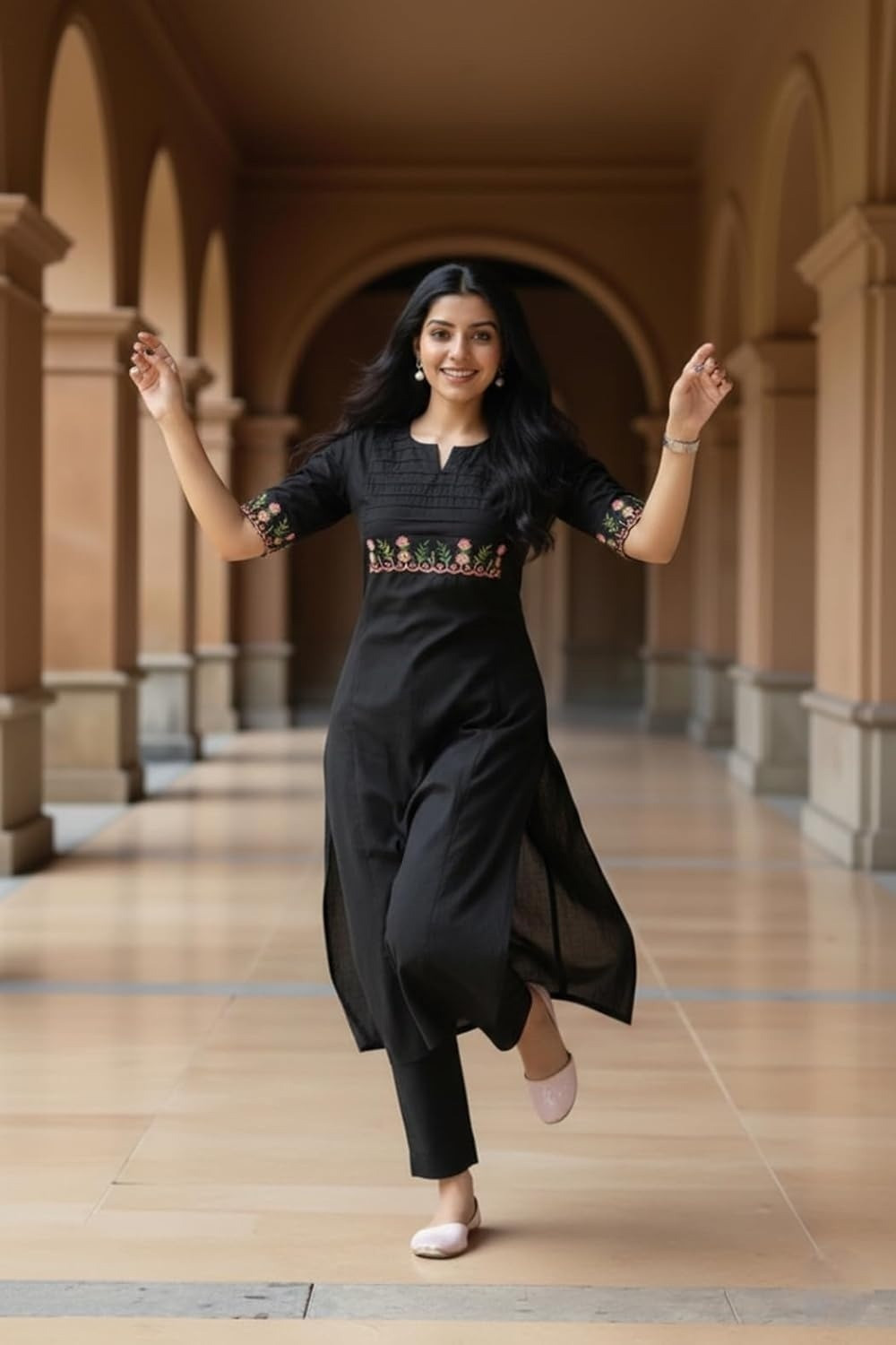 Image of KILFIT Women Cotton Blend Kurta Palazzo Set