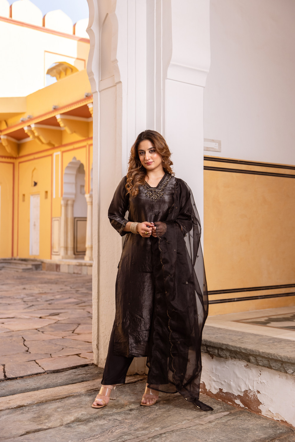 Image of HAMOFY Women Silk Blend Kurti Pant Dupatta Set