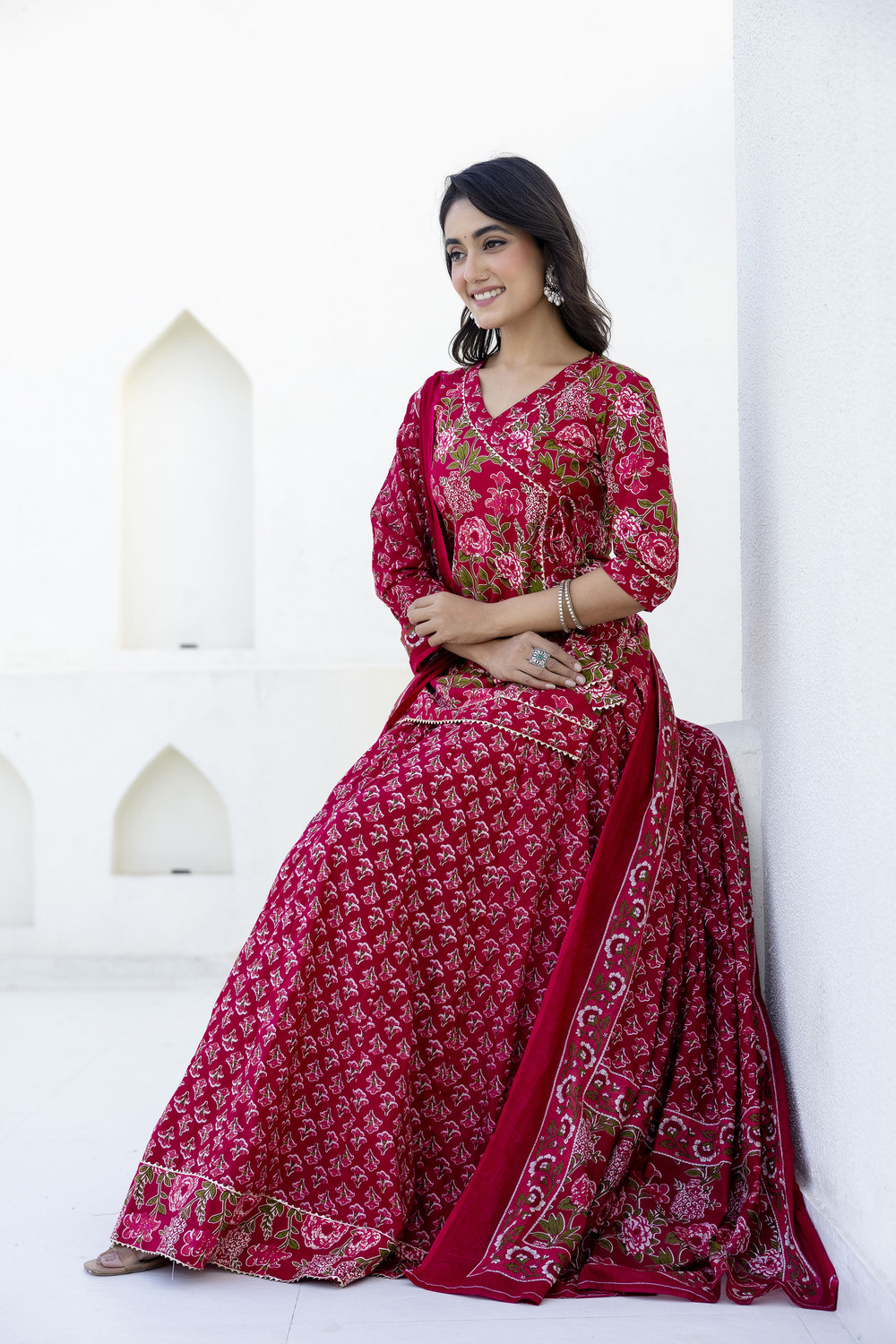 Image of PUSHPA CREATIONS Women Pure Cotton Kurta Palazzo Set