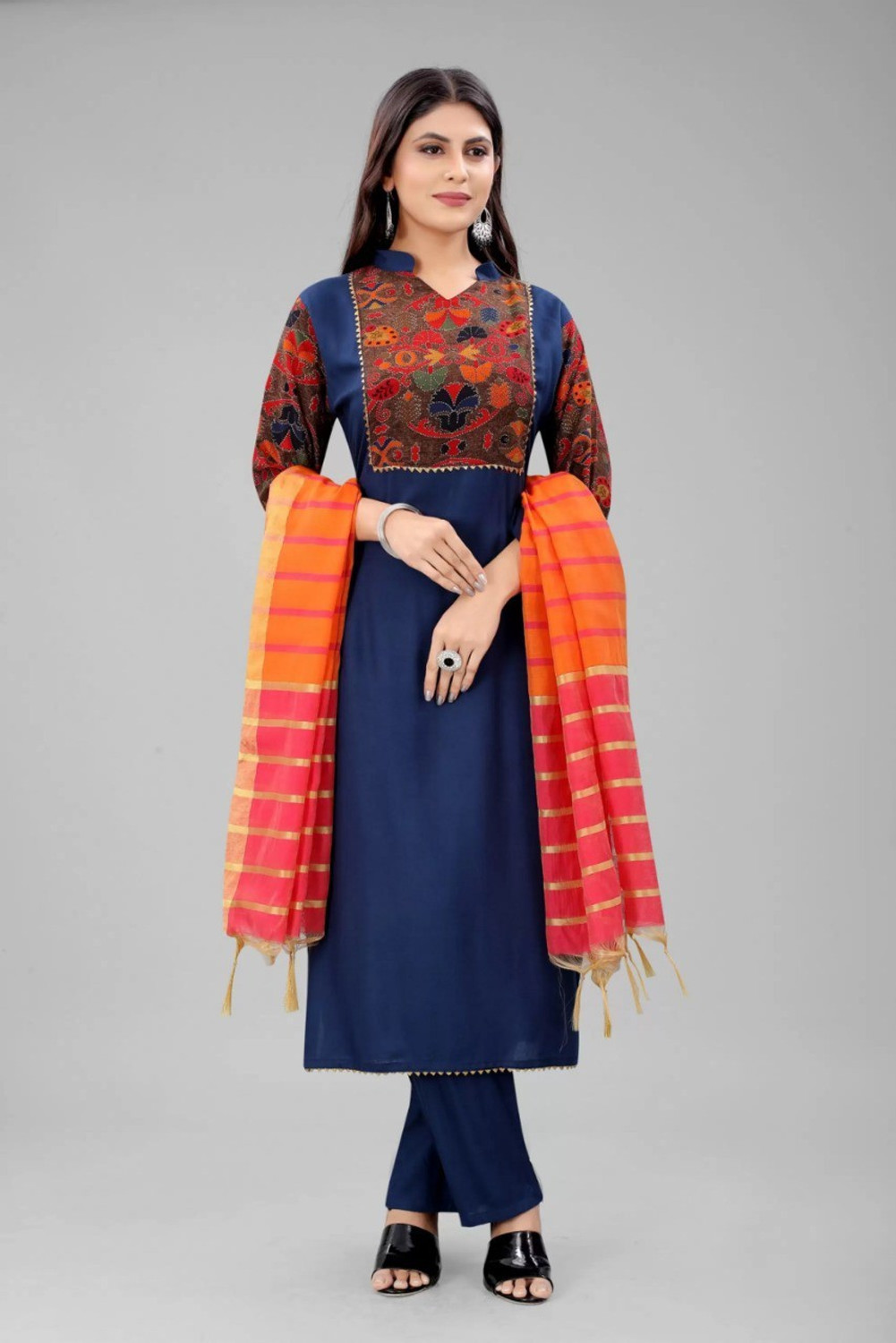 Image of MAA SHAKTI ENTERPRISE SHREE VASTRA Self Design Kurta, Trouser /Pant & Dupatta Set