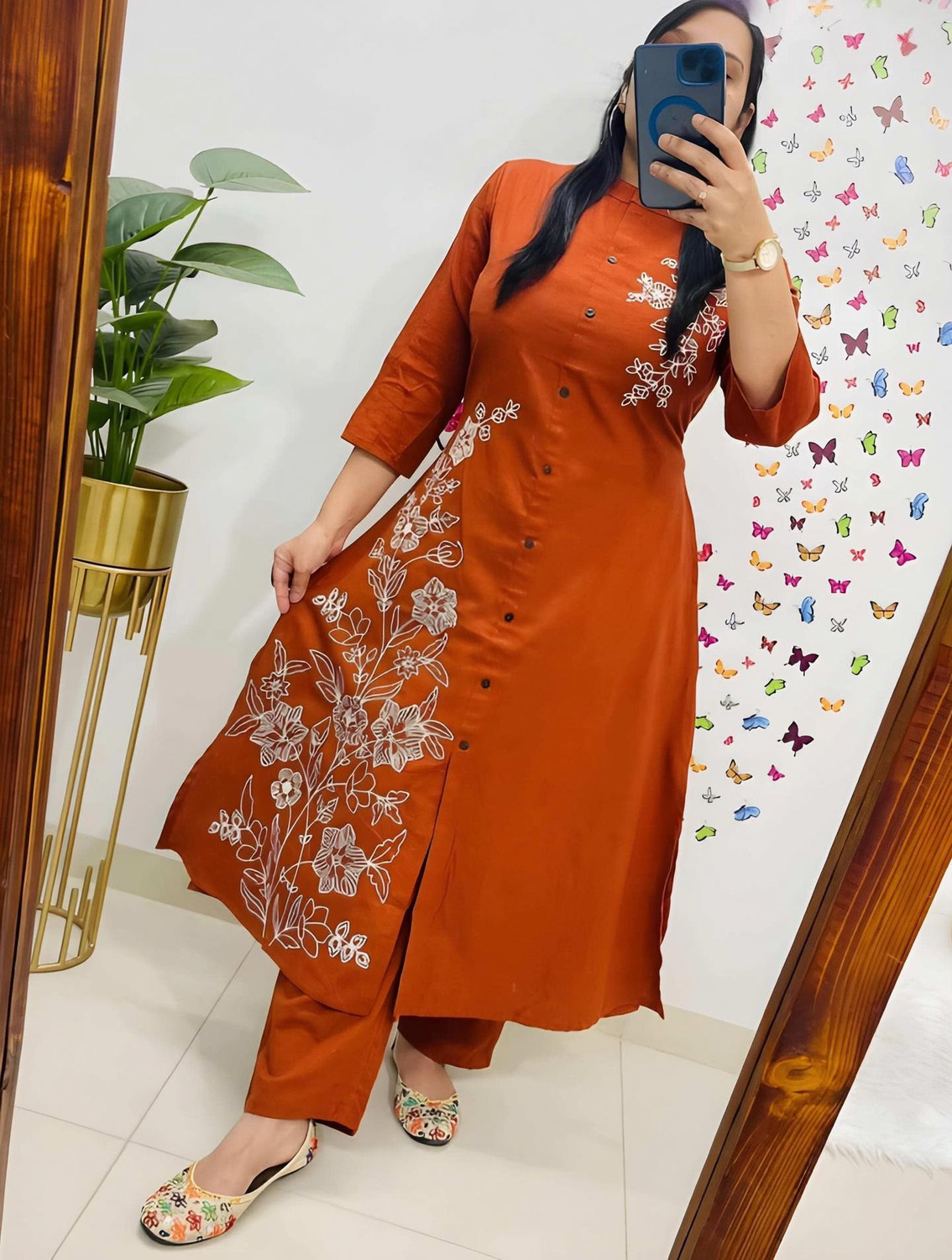 Image of Beads N Stones Women Pure Cotton Kurta Palazzo Set