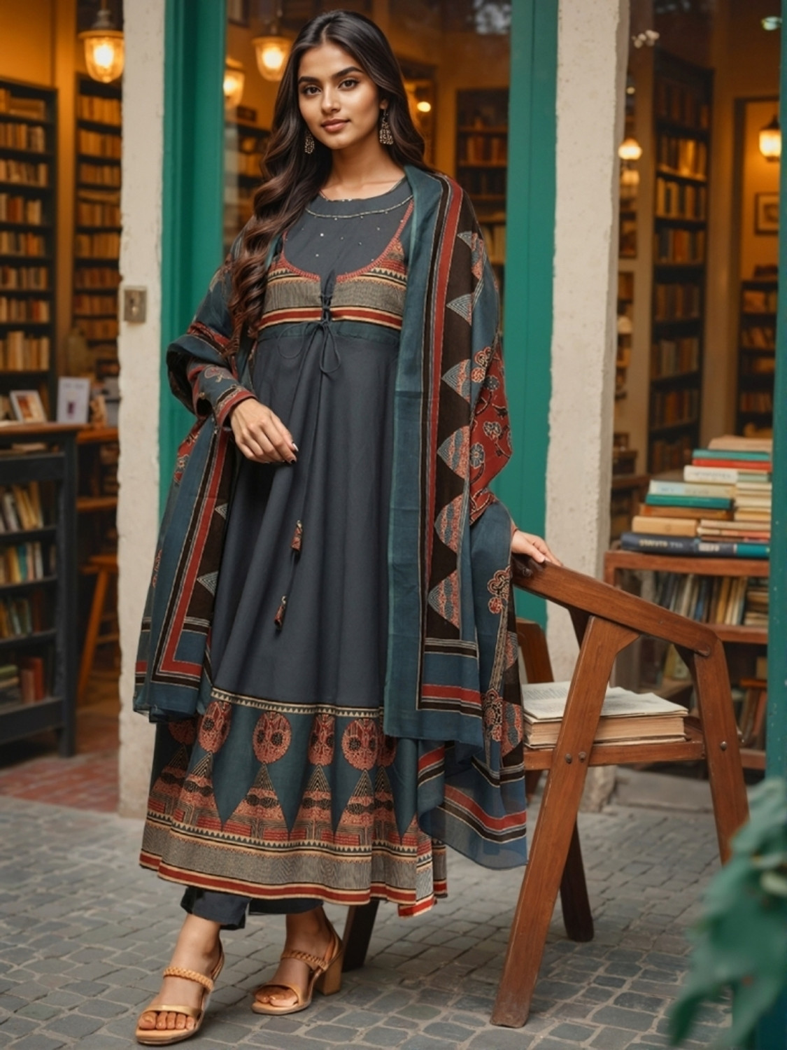 Image of MOKOSH Women Pure Cotton Kurta Sharara Dupatta Set