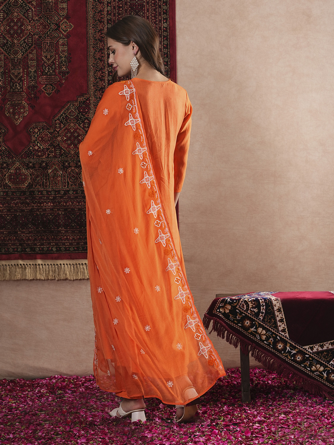 Image of Tasrika Embroidered Anarkali Kurta, Bottom & Dupatta Set