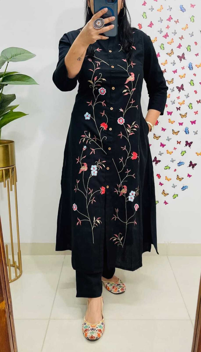Image of Beads N Stones Women Pure Cotton Kurta Palazzo Set