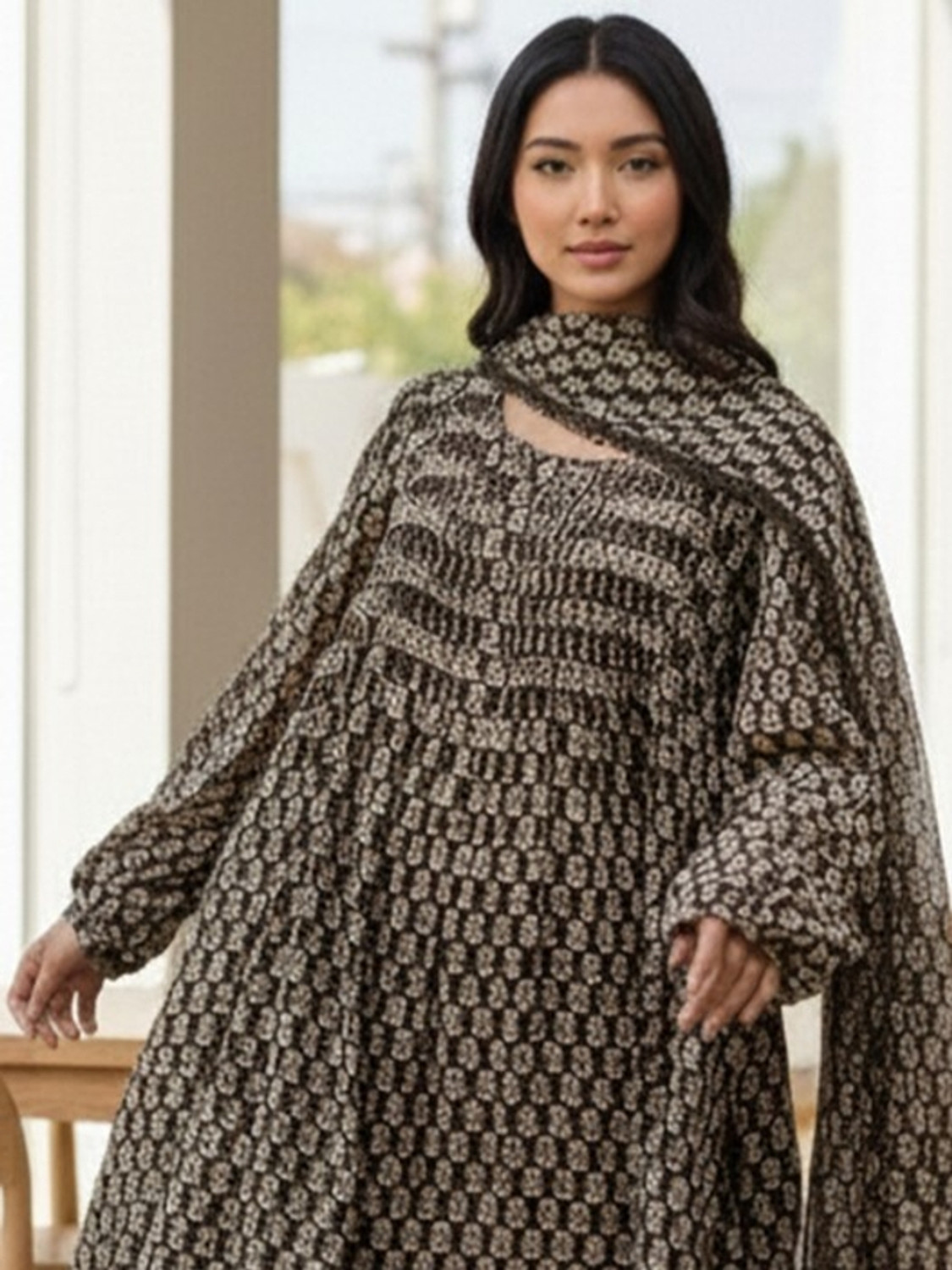 Image of VANGULL Women Viscose Rayon Kurta Pant Dupatta Set