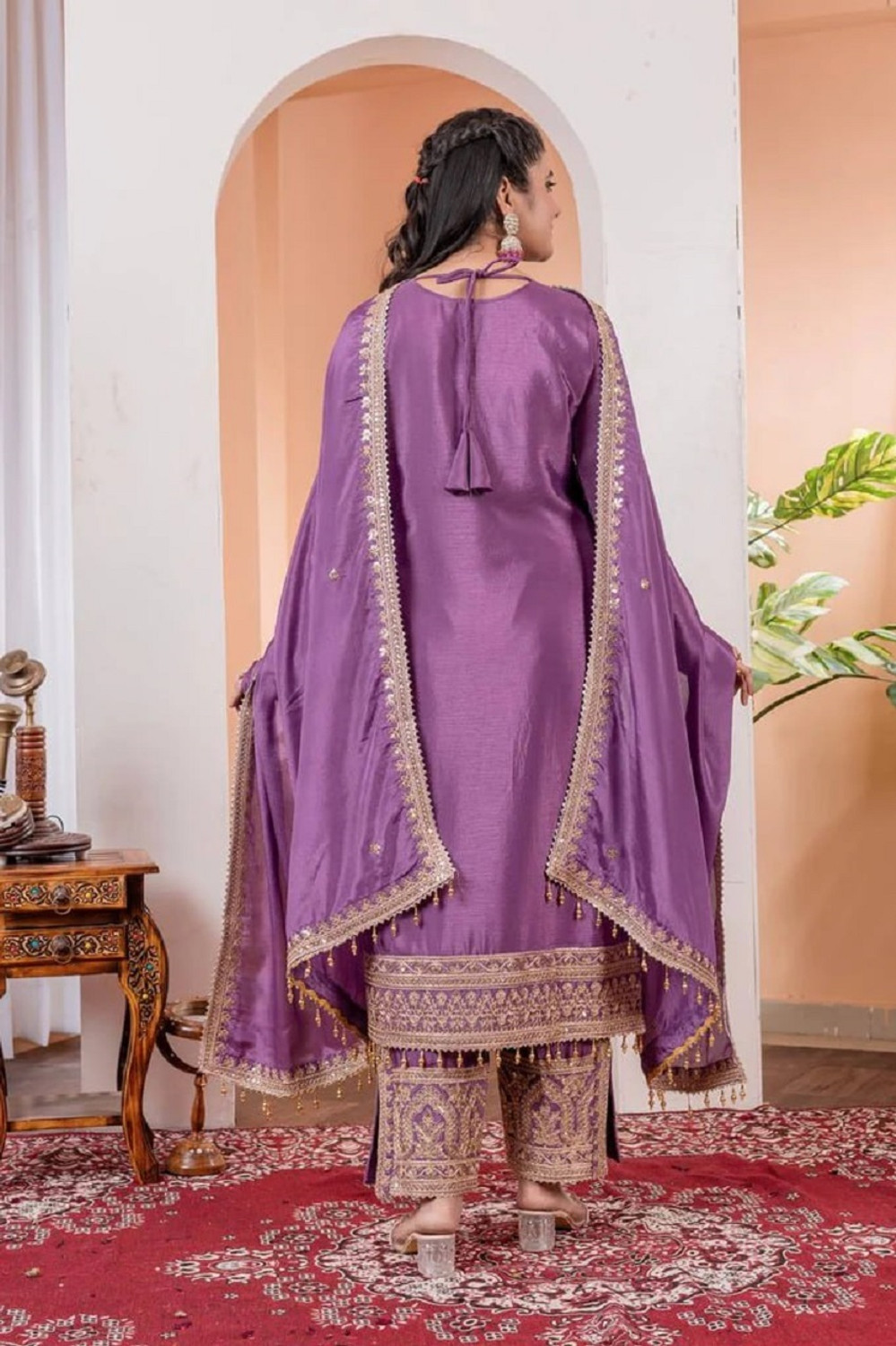 Image of SHISHKALA Women Silk Blend Kurta Sharara Dupatta Set