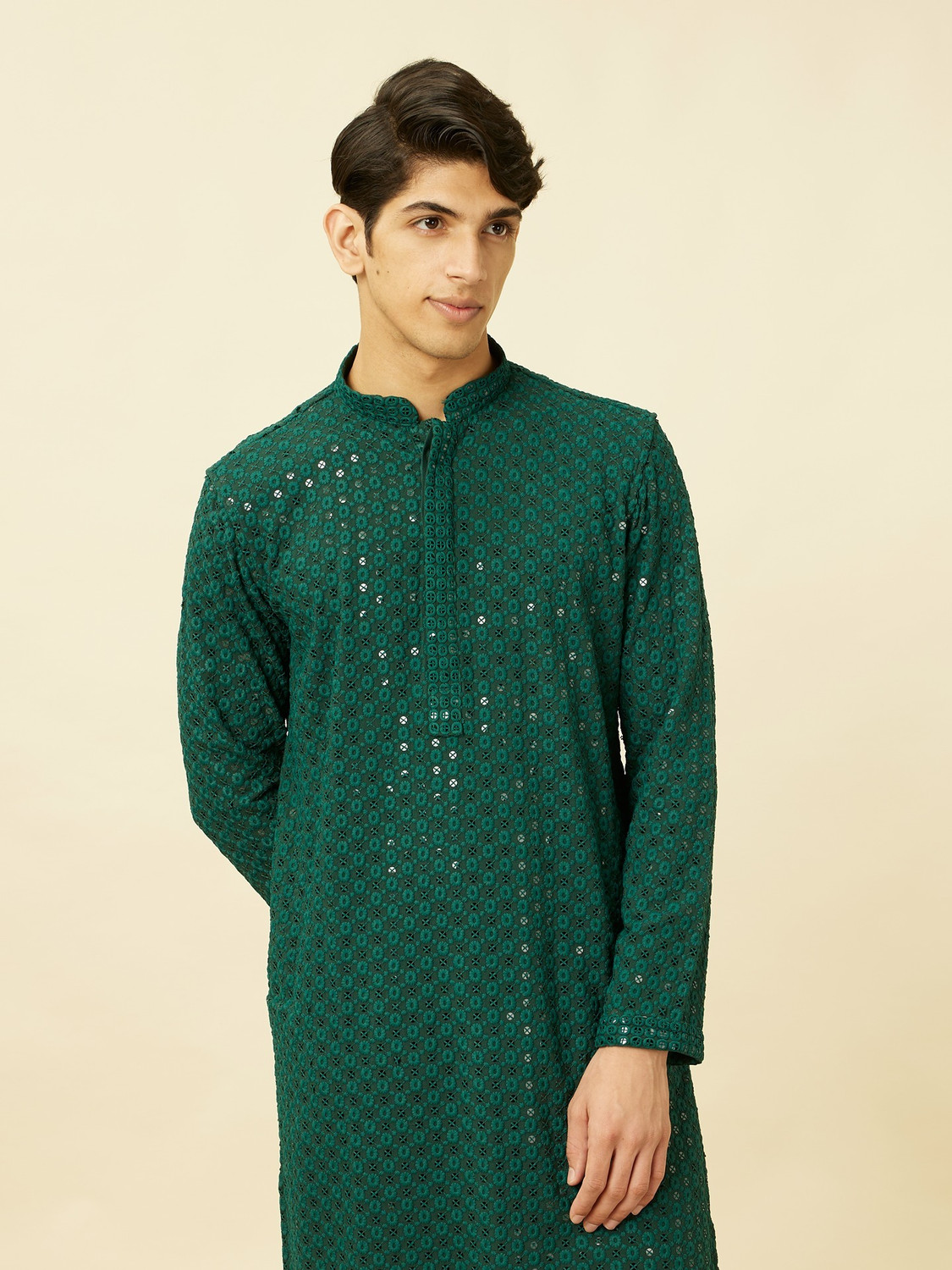 Image of MANYAVAR Men Viscose Rayon Kurta Pyjama Set