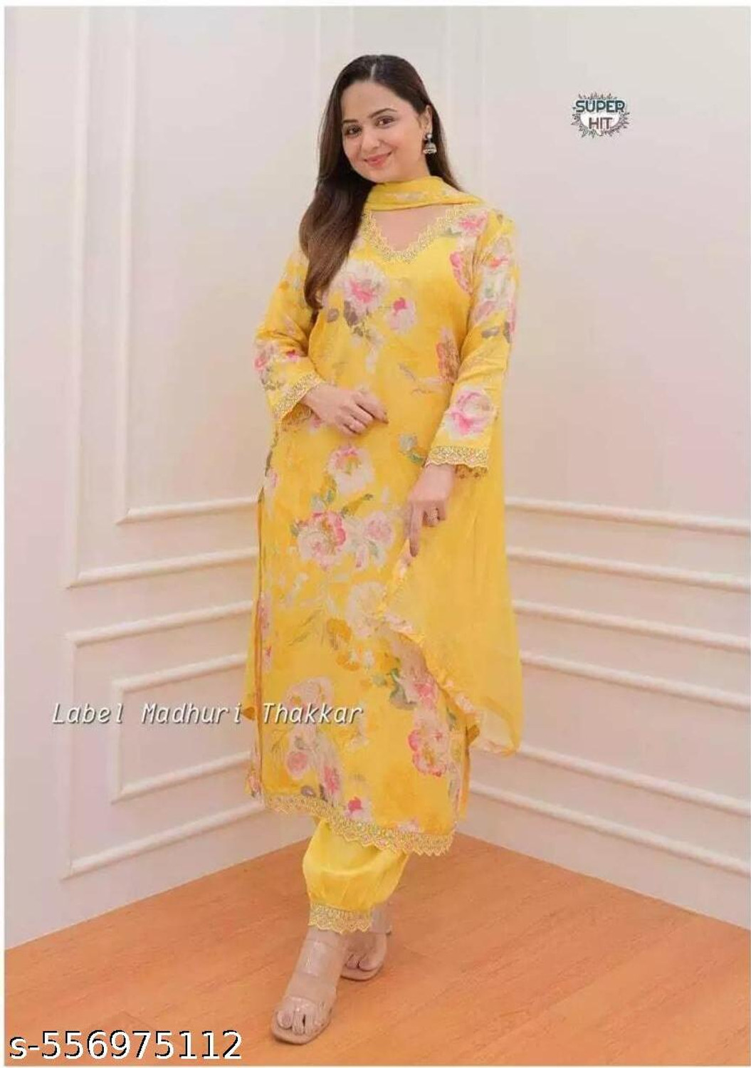 Image of Shree Kandhal Fashion Women Cotton Rayon Kurti Pant Attached Dupatta Set