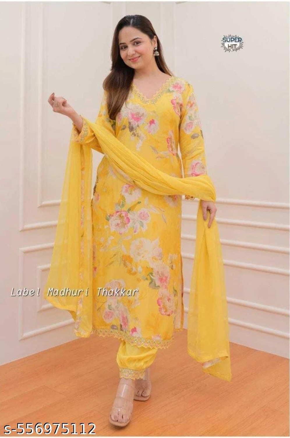 Image of Shree Kandhal Fashion Women Cotton Rayon Kurti Pant Attached Dupatta Set