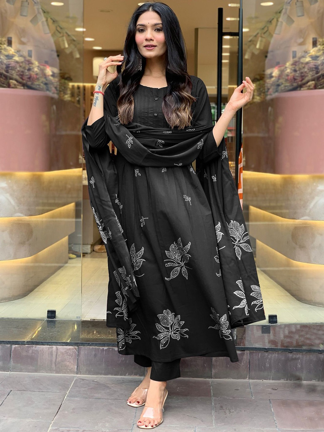 Image of Anni Designer Women Viscose Rayon Kurta Pant Dupatta Set