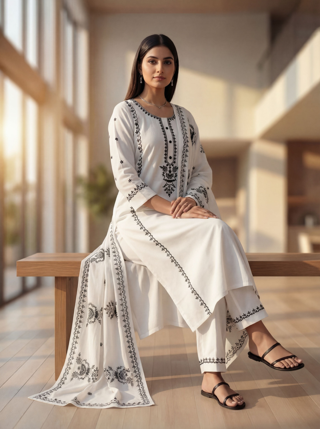 Image of Dimonsher Women Khadi Cotton Kurta Palazzo Set