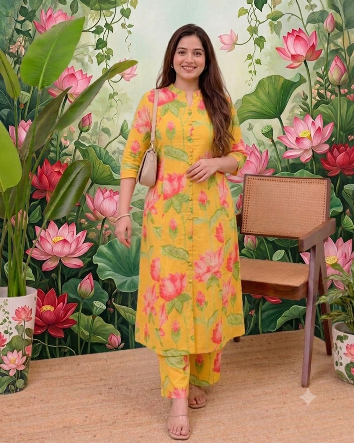 Image of AK SHAH Collection Women Cotton Blend Kurta Pant Set
