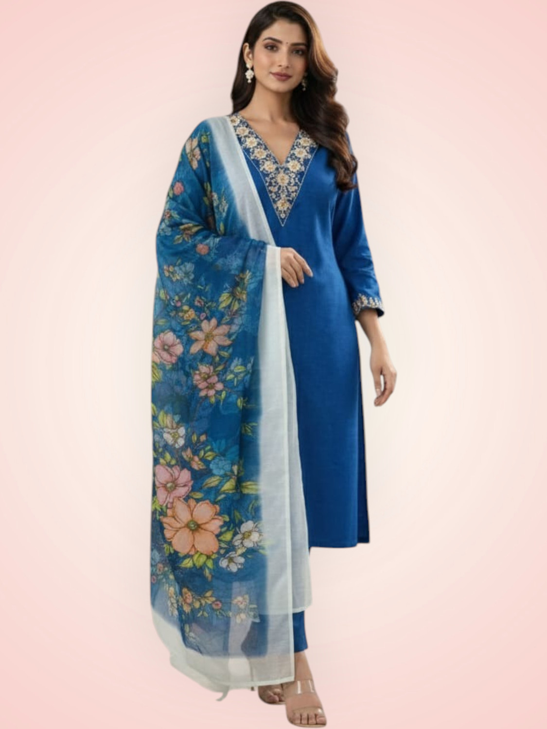 Image of UF Collection Self Design Kurta, Salwar & Dupatta Set
