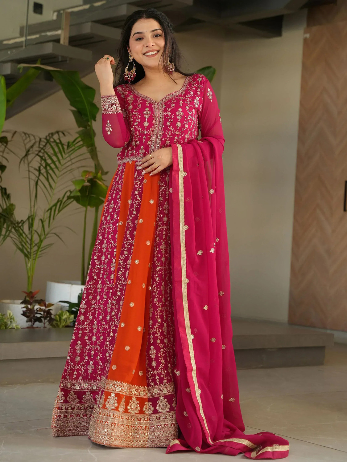Trijal Fab Women Georgette Kurta Dupatta Set - Image 1