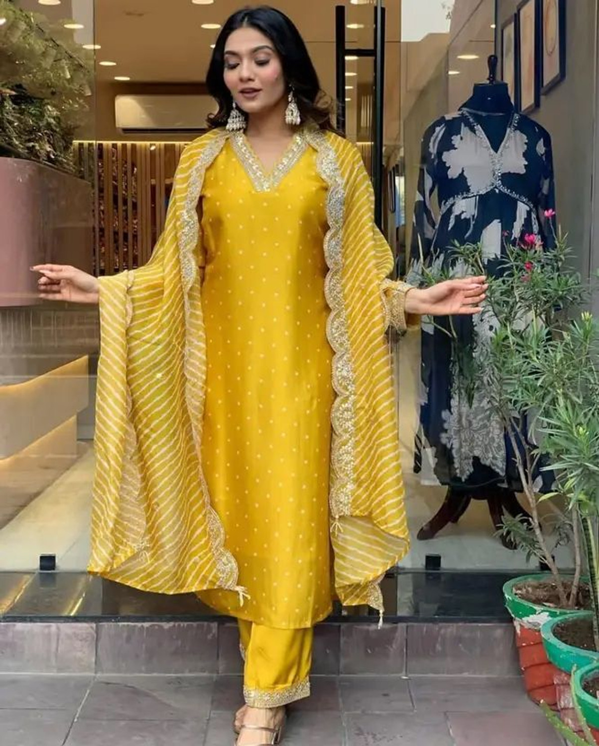 Image of Shree Kandhal Fashion Women Cotton Rayon Kurti Pant Attached Dupatta Set