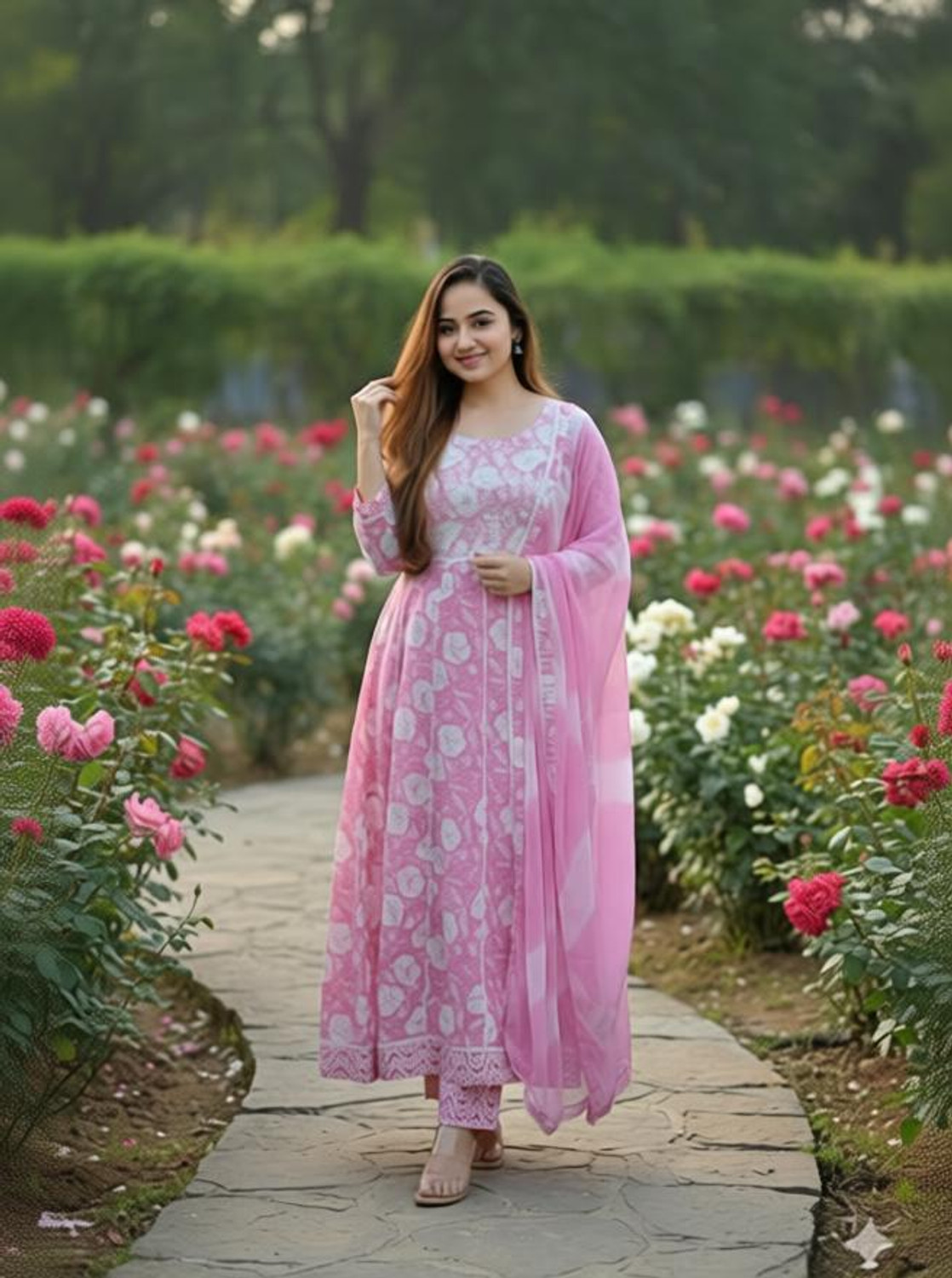 Badrika Women Cotton Blend Kurta Pant Dupatta Set - Image 1