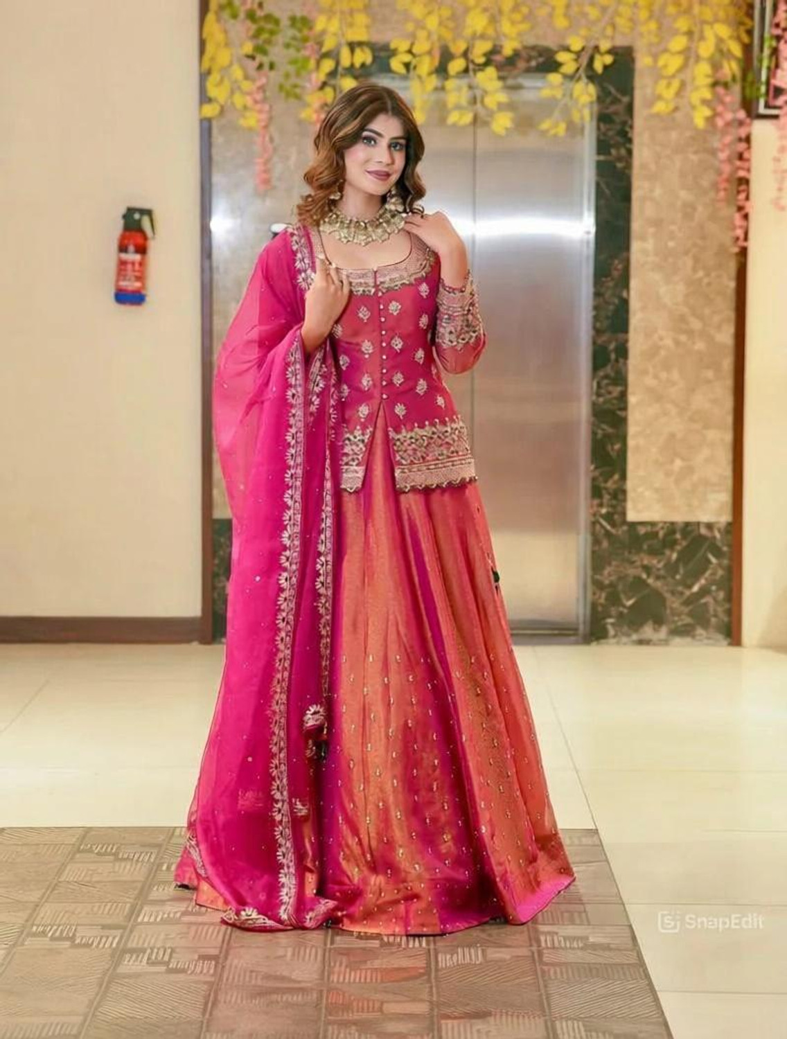 Image of Samragni Women Silk Blend Kurta Palazzo Dupatta Set
