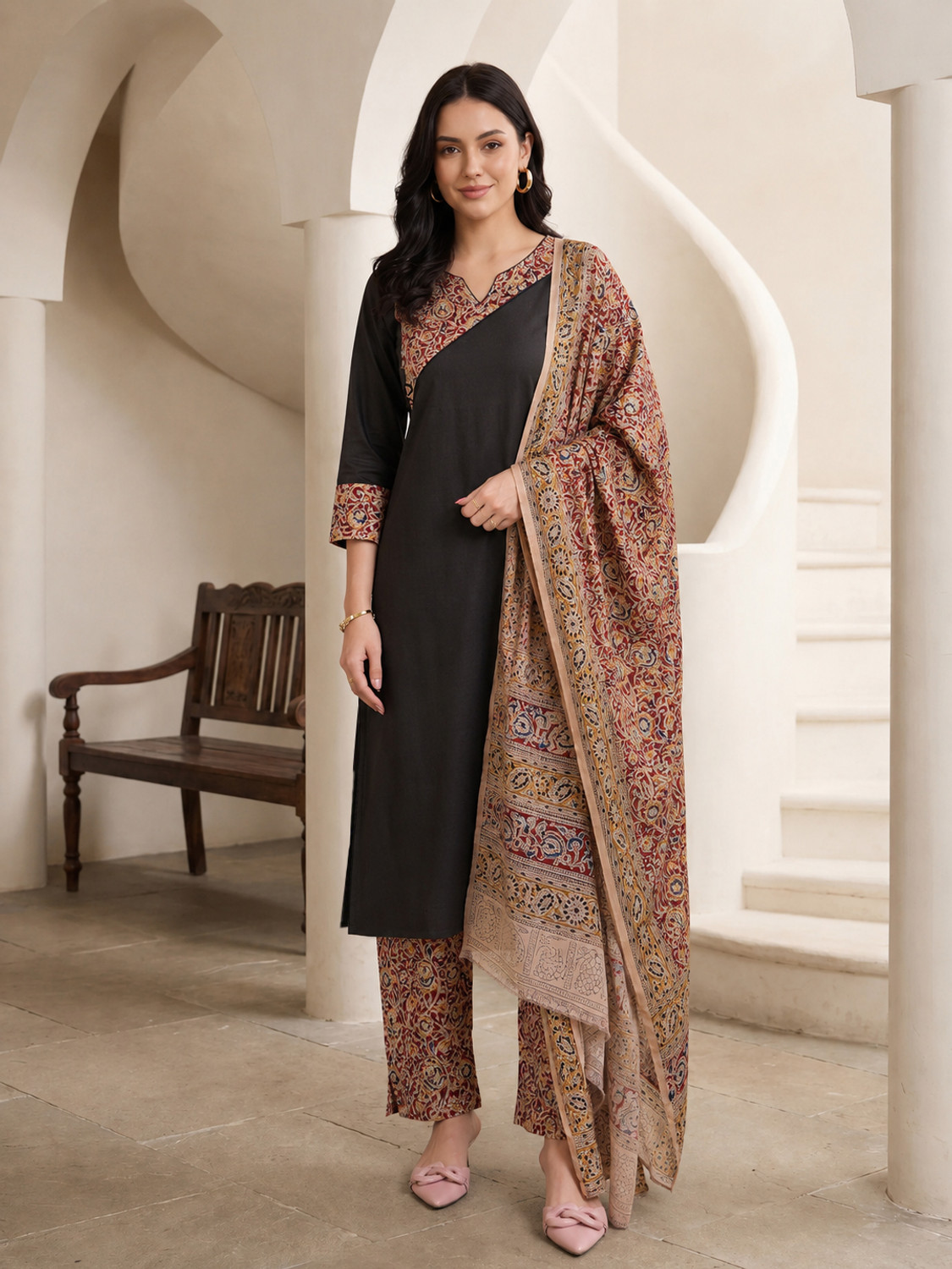 Image of Anni Designer Women Viscose Rayon Kurta Pant Dupatta Set