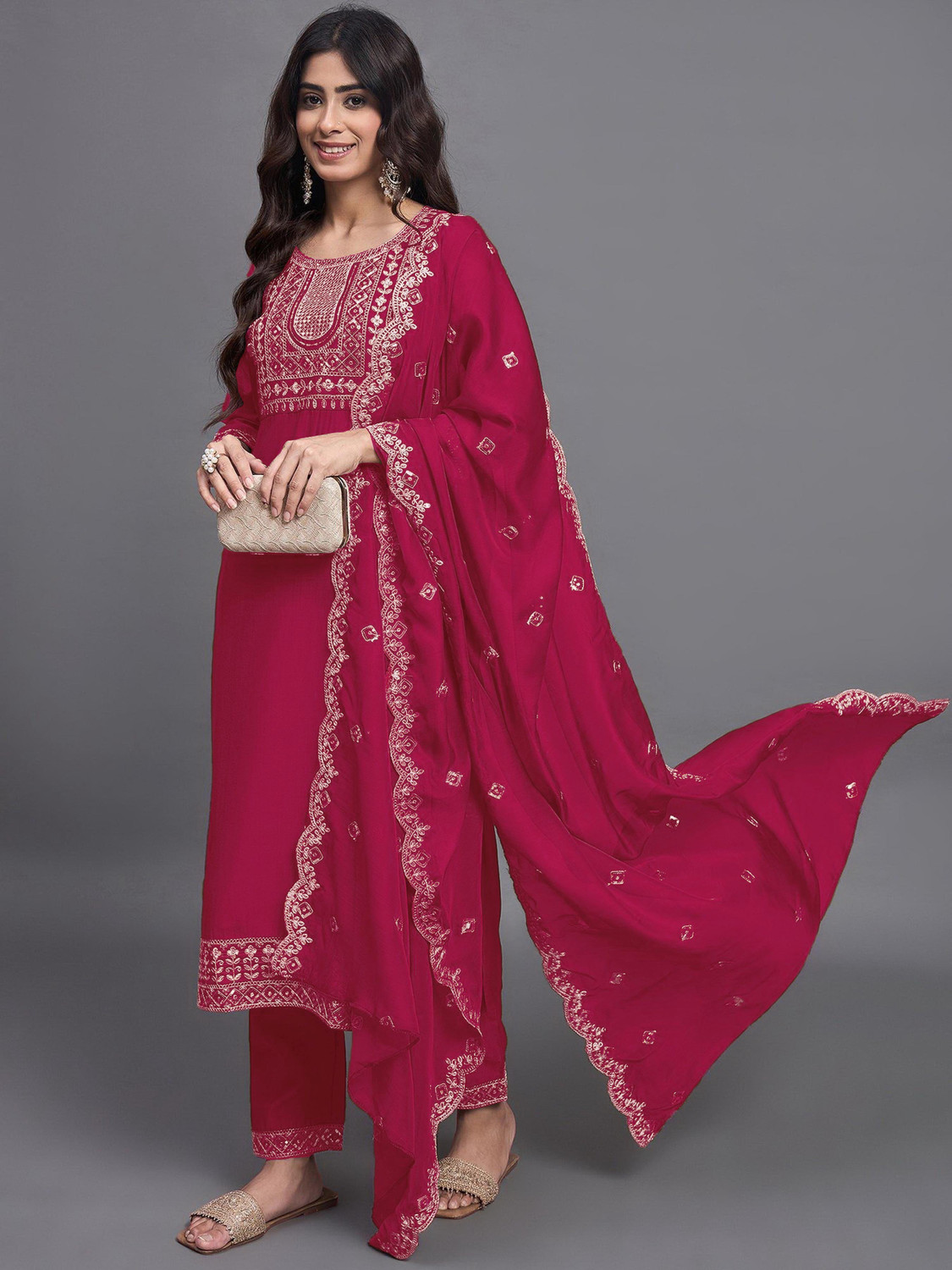 Shree Ramkrishna Fab Women Kurti Pant Dupatta Set - Image 5