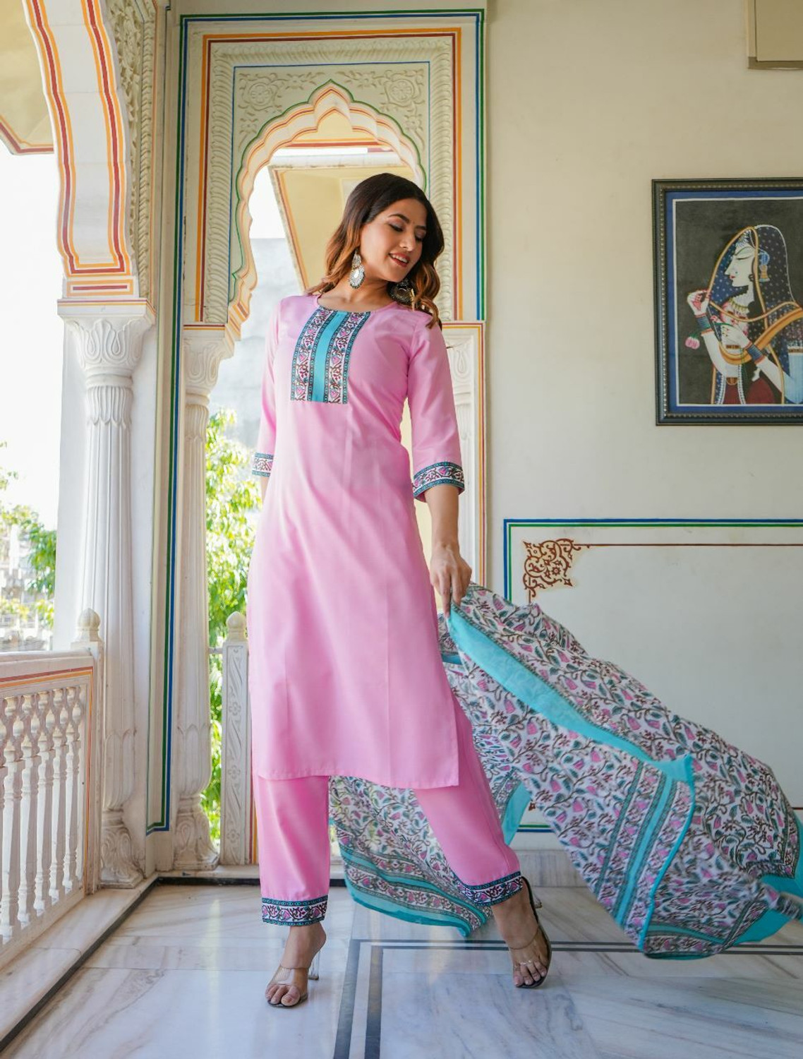 Image of Anni Designer Women Cotton Blend Kurti Pant Set