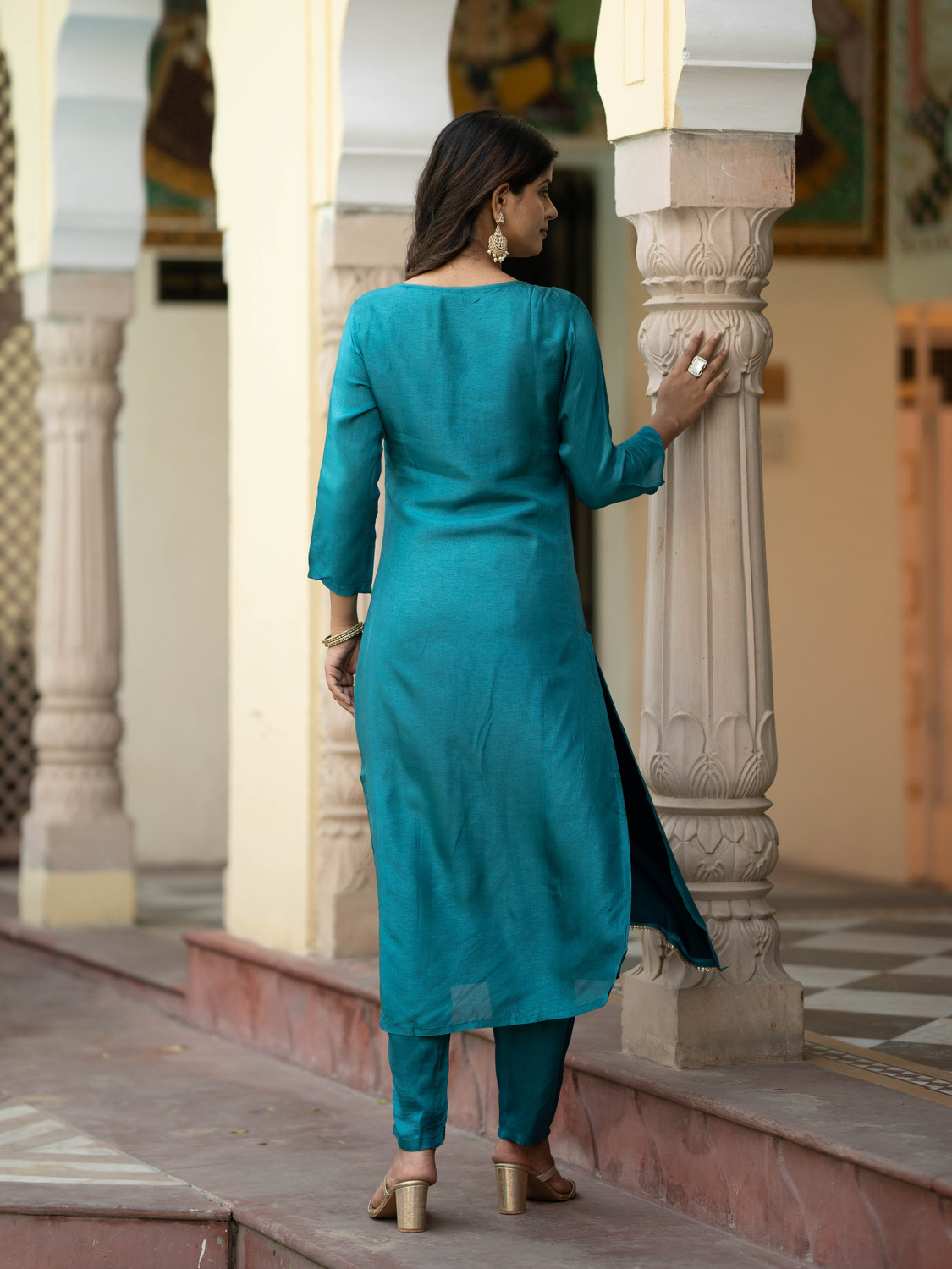 Image of SZN Embroidered Kurta, Trouser /Pant & Dupatta Set
