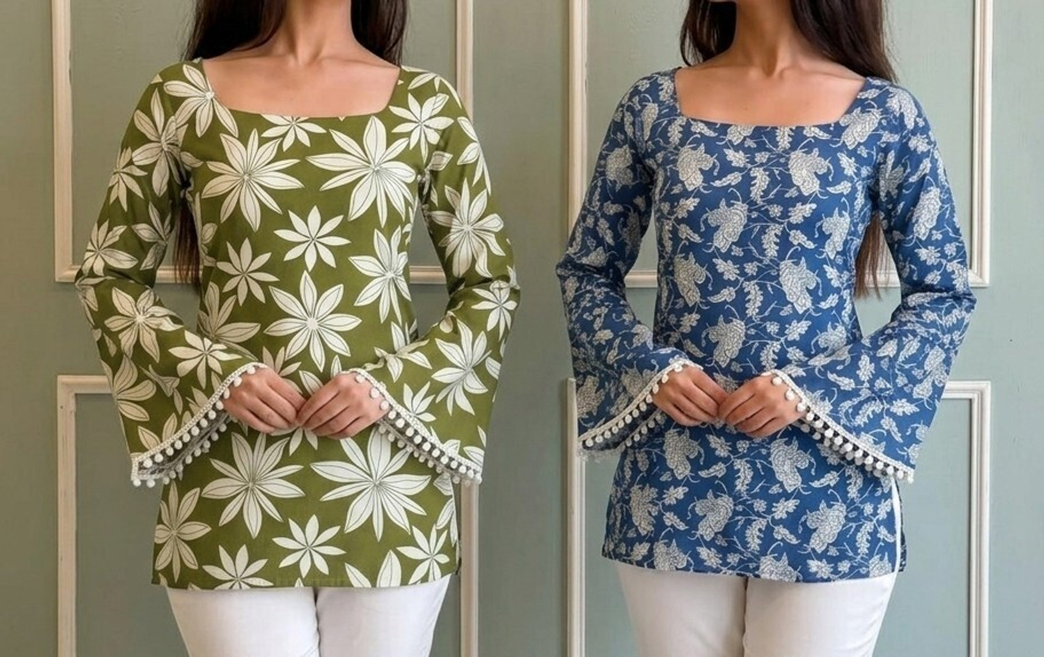 Image of sadya attire Women Cotton Blend Kurti Set