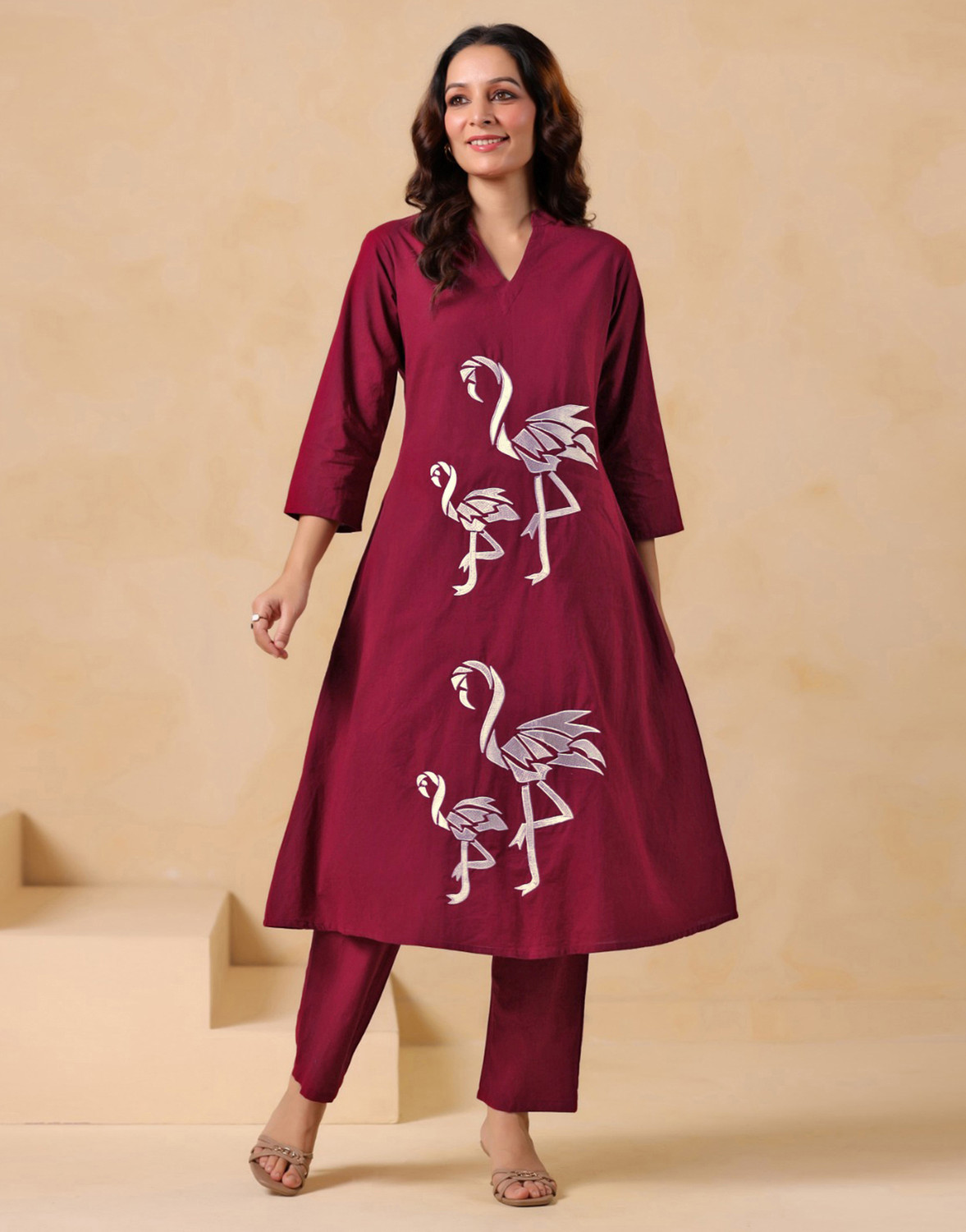 Image of VASTU CREATION Women Cotton Silk Kurta Sharara Dupatta Set