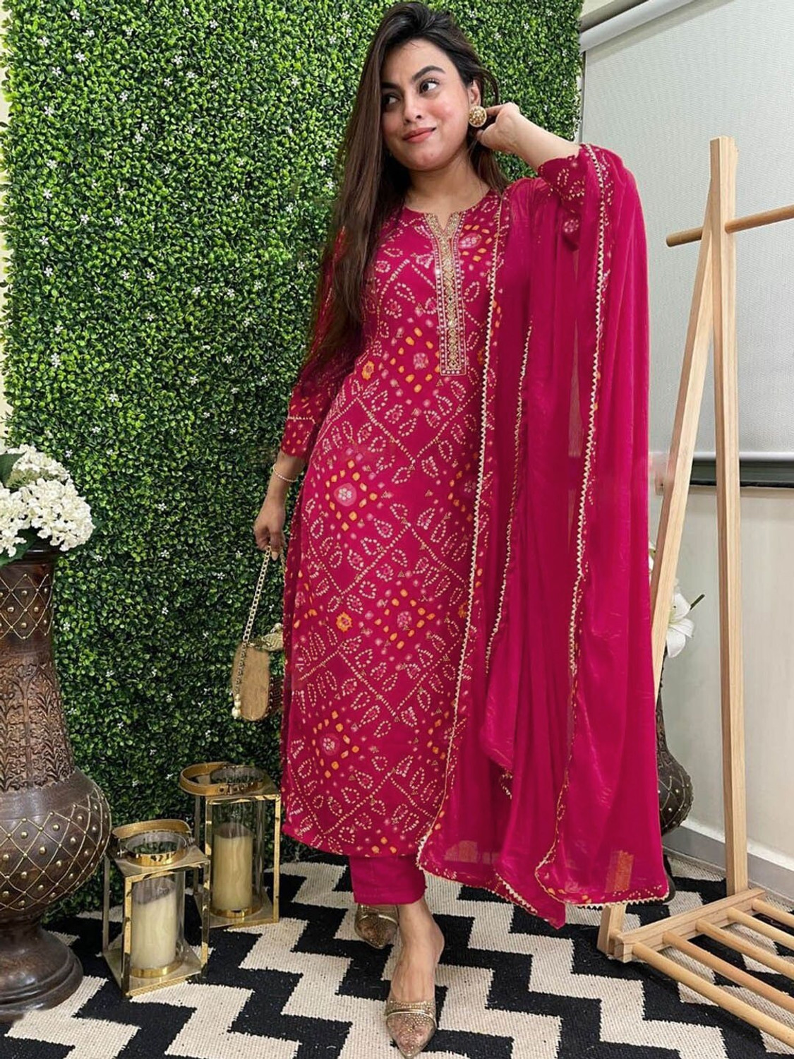 Image of JHANJHRIYA FAB Women Viscose Rayon Kurta Pant Dupatta Set