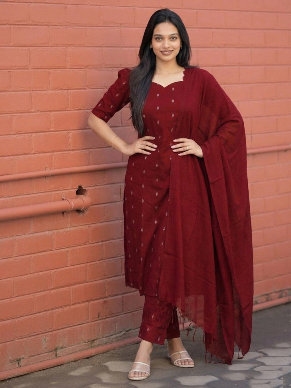 Image of Anni Designer Women Viscose Rayon Kurta Pant Dupatta Set