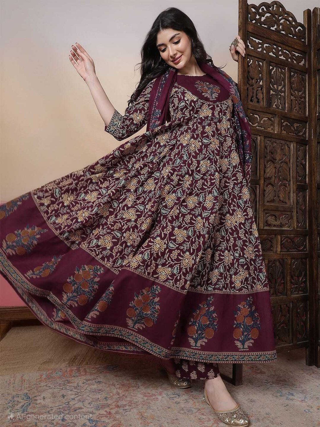 Image of Arayna Women Pure Cotton Kurta Palazzo Dupatta Set