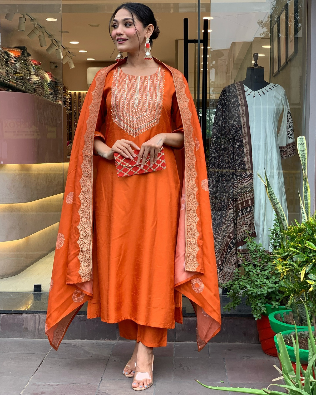 Image of Anni Designer Women Cotton Rayon Kurta Pant Dupatta Set