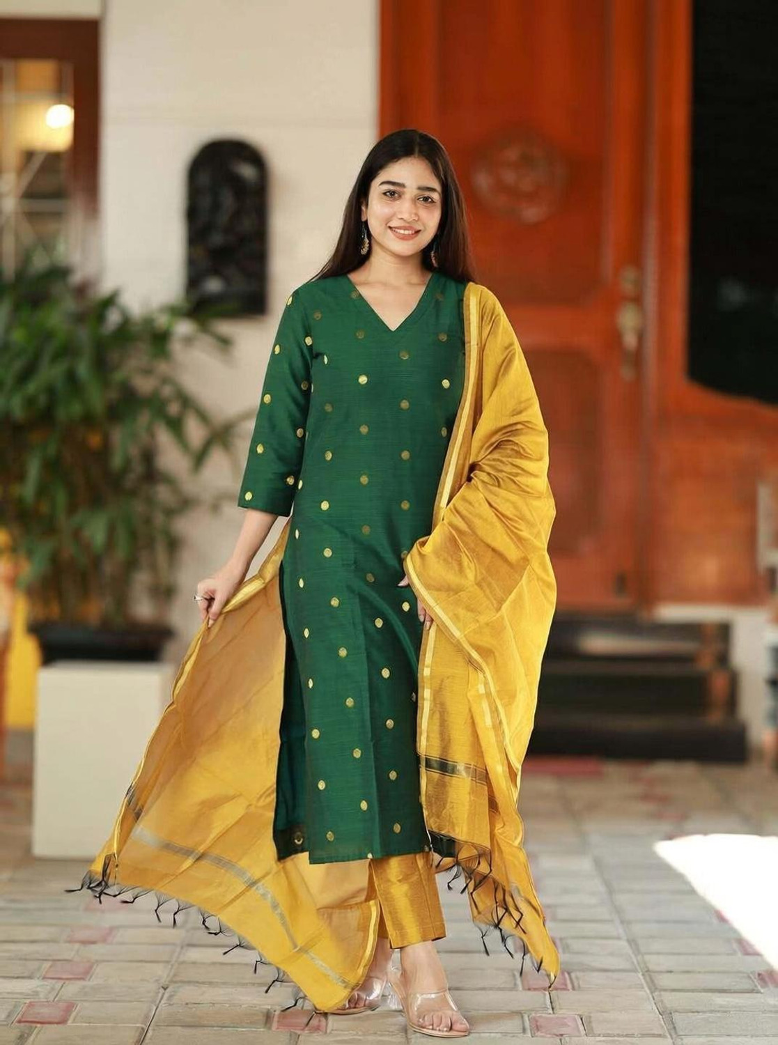Image of Divastri Women Viscose Rayon Kurta Pant Dupatta Set