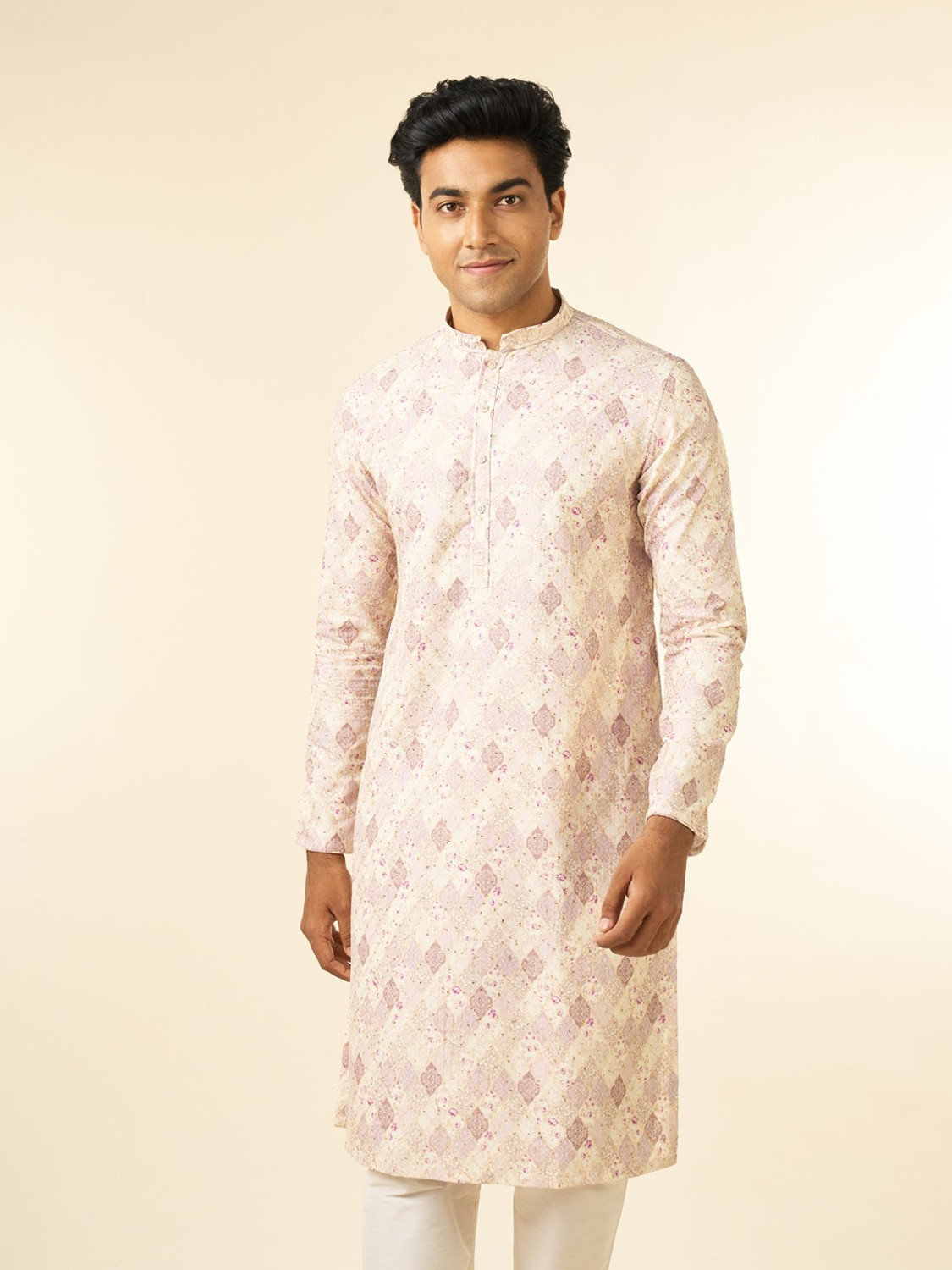 Image of Kisah Printed Viscose Rayon Straight Kurta for Men (Blue)