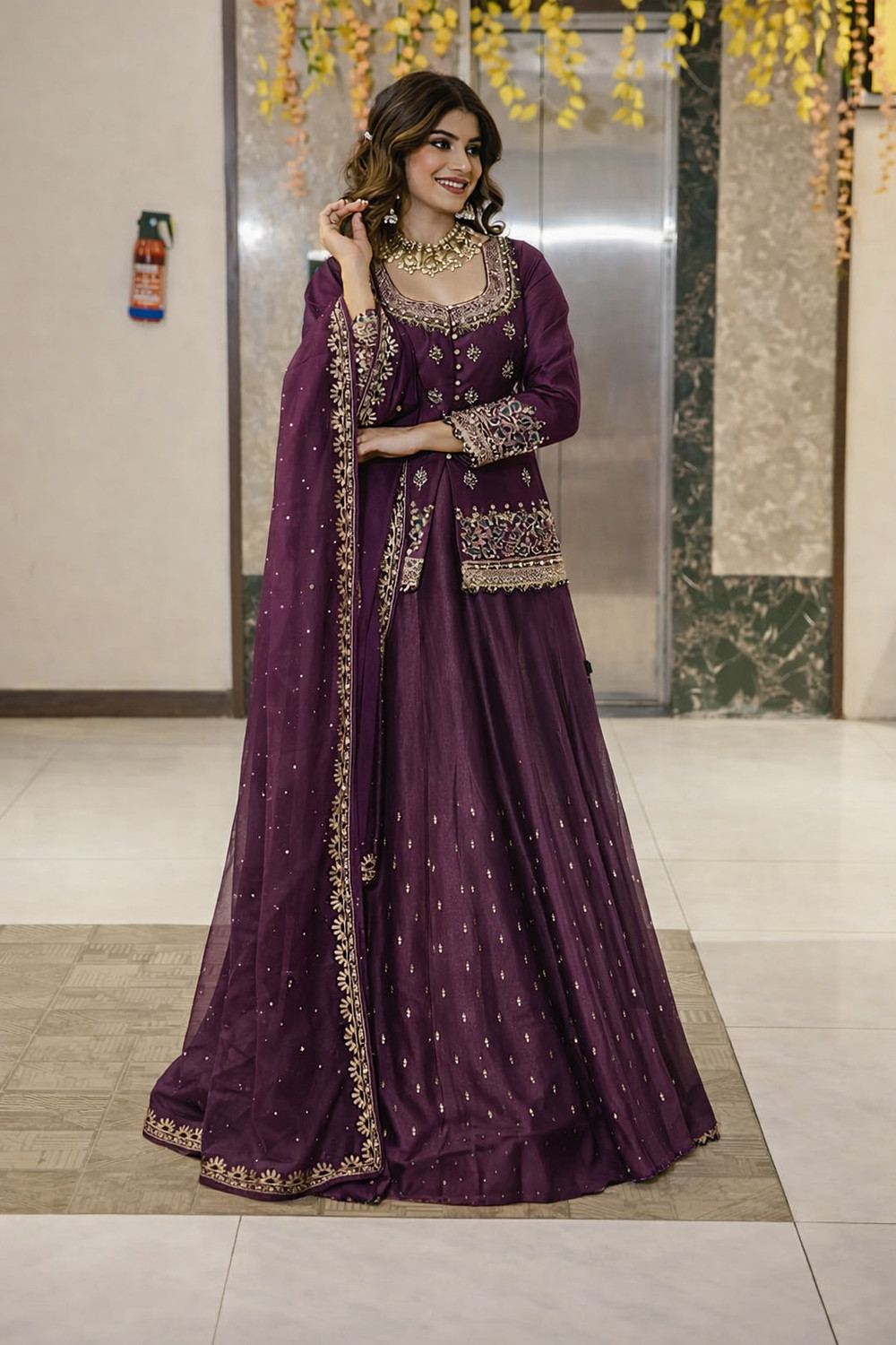 Image of Samragni Women Silk Blend Kurta Palazzo Dupatta Set