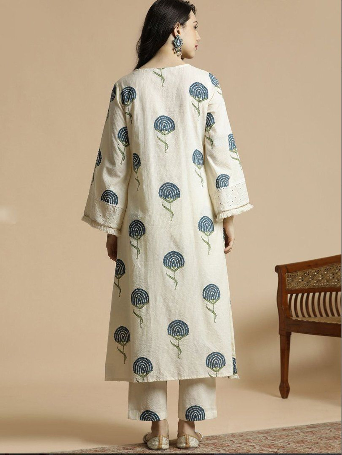 Image of G Bluxe Women Pure Cotton Kurta Palazzo Set