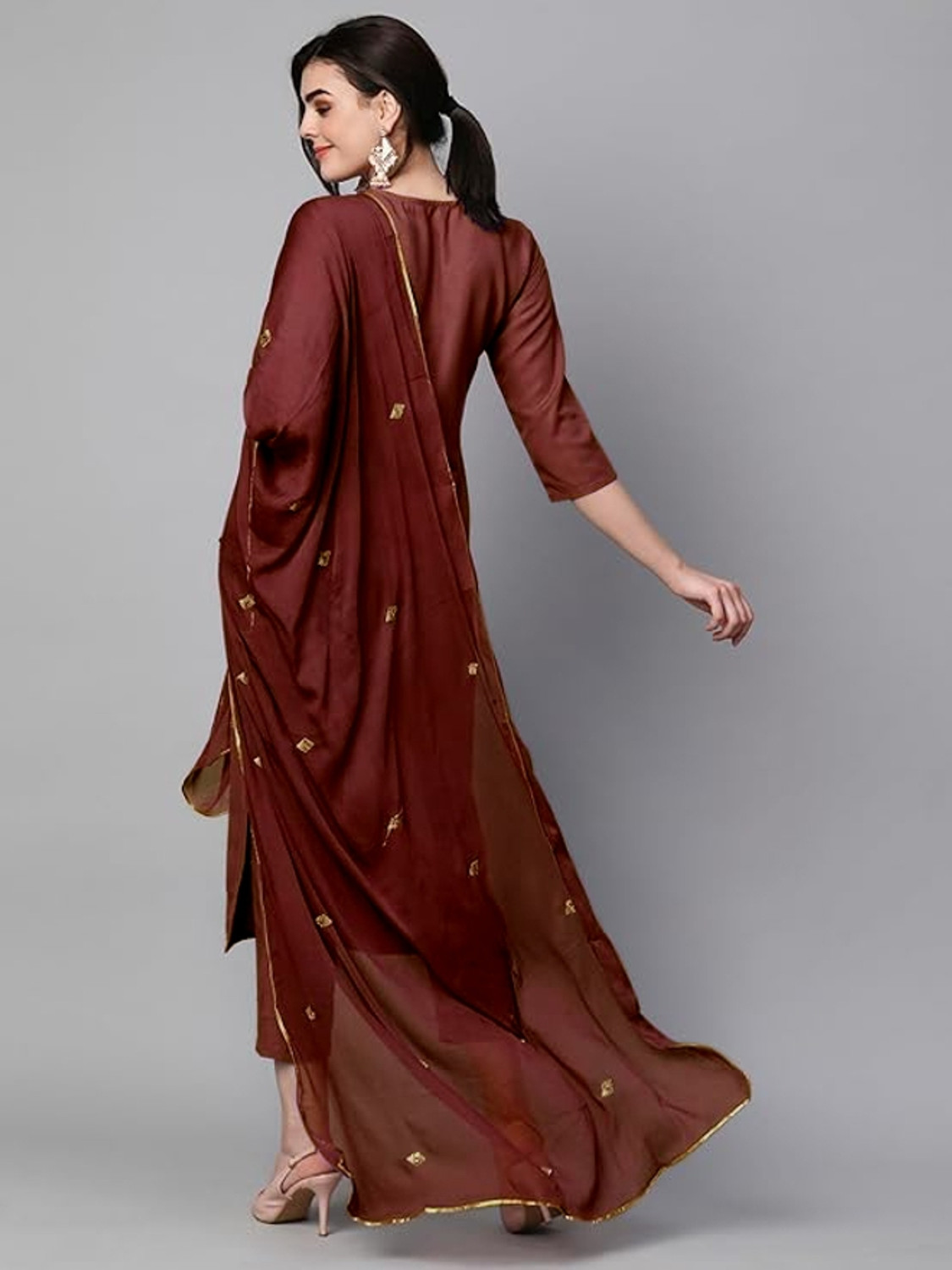 Image of HF HOLYDAY FASHION Women Cotton Blend Kurta Pant Dupatta Set