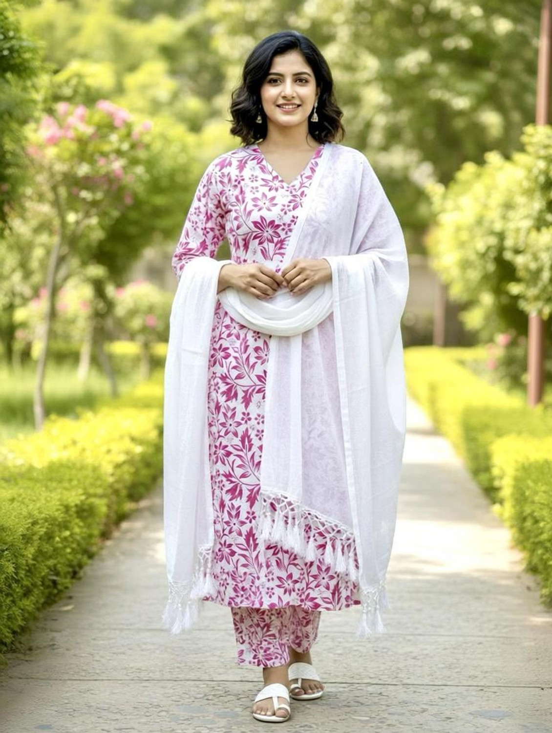 Image of GS Attire Women Cotton Blend Kurti Pant Set