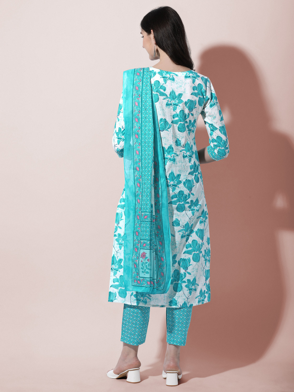 Image of MIRCHI FASHION Women Pure Cotton Kurta Pant Dupatta Set