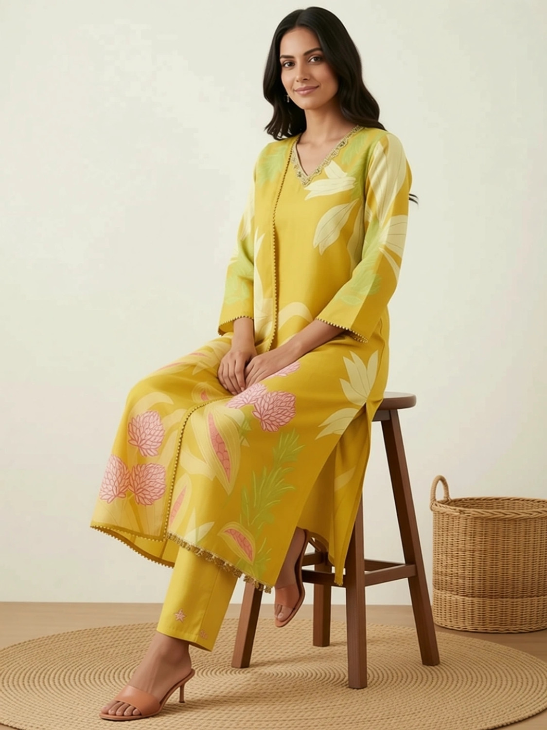 Image of Fabindia Women Pure Cotton Kurta Pant Dupatta Set
