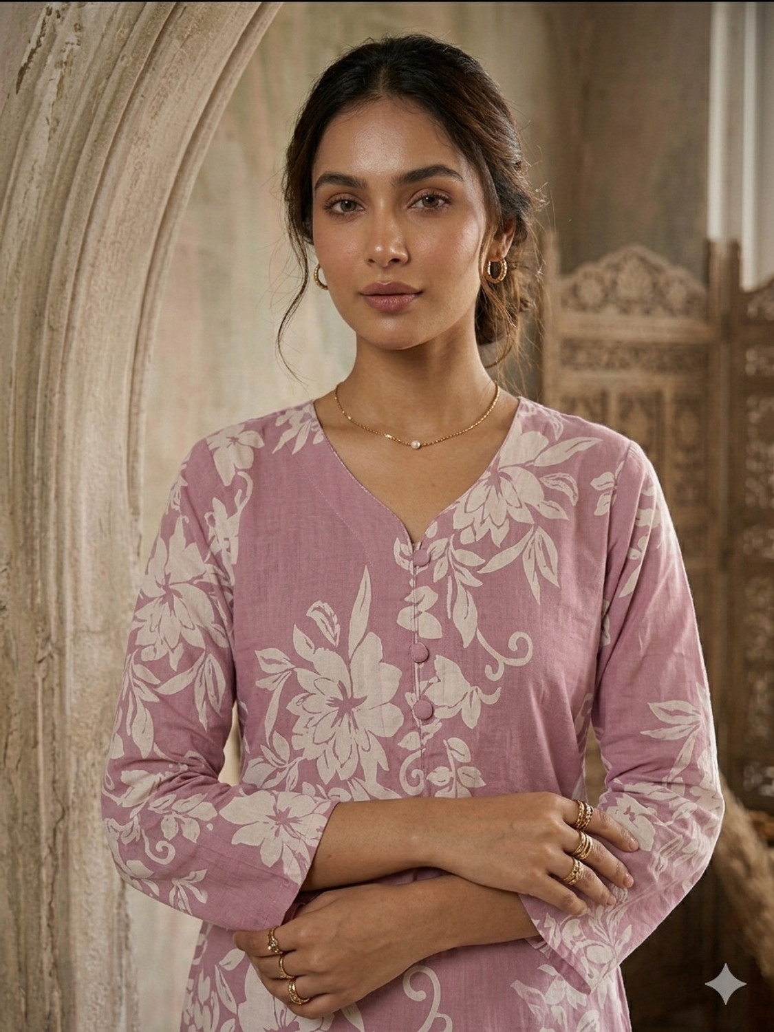 Image of simply Sewn Women Pure Cotton Kurti Pant Set