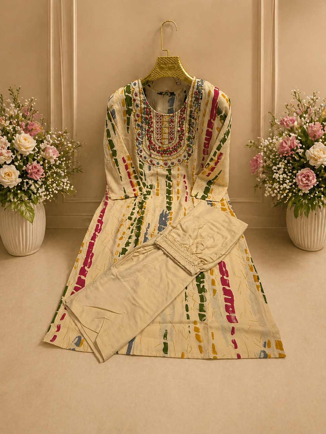 Image of Anni Designer Women Viscose Rayon Kurta Pant Dupatta Set