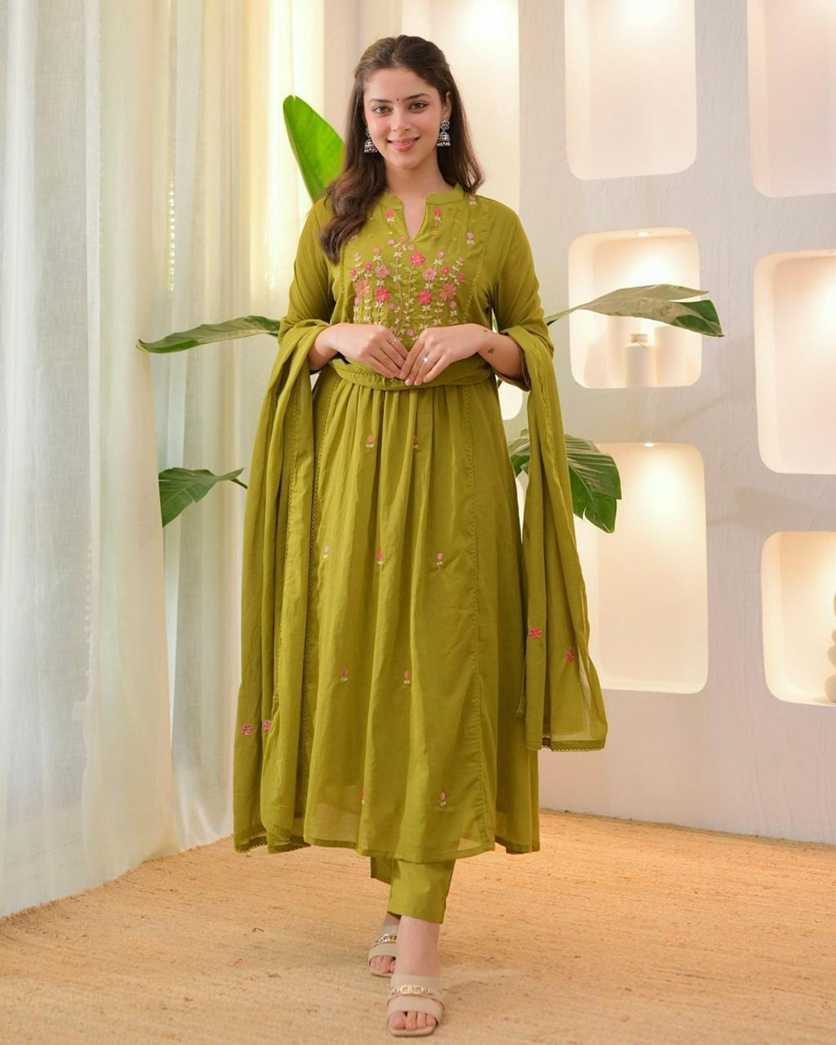 Image of Style Jaipur Women Pure Cotton Kurta Pant Dupatta Set