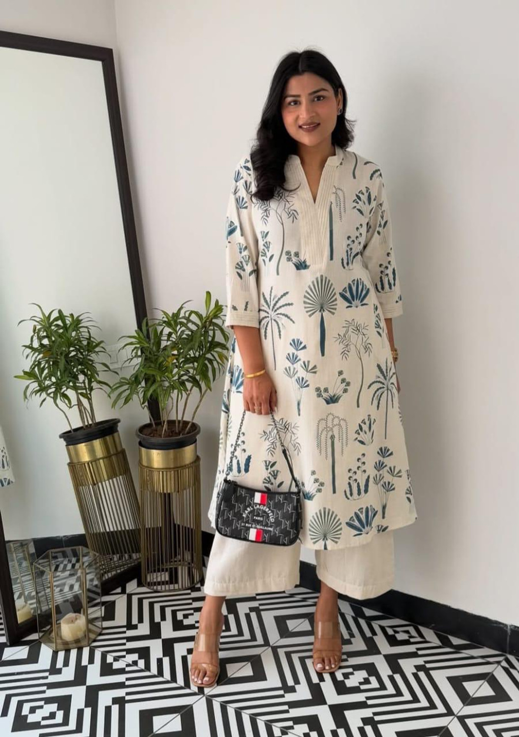 Image of Ajay creation Women Pure Cotton Kurti Palazzo Set