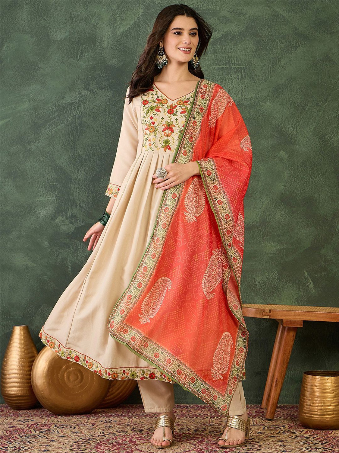 Image of Divastri Women Viscose Rayon Kurta Pant Dupatta Set