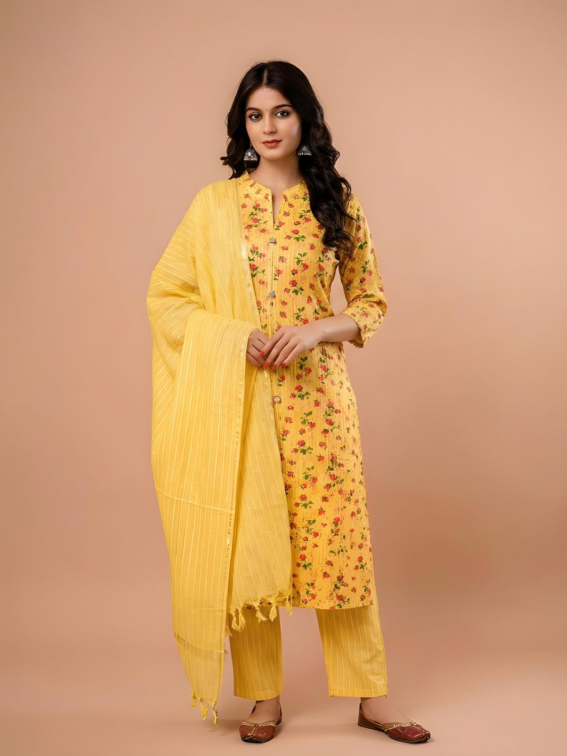 Image of GS Attire Women Cotton Blend Kurti Pant Set