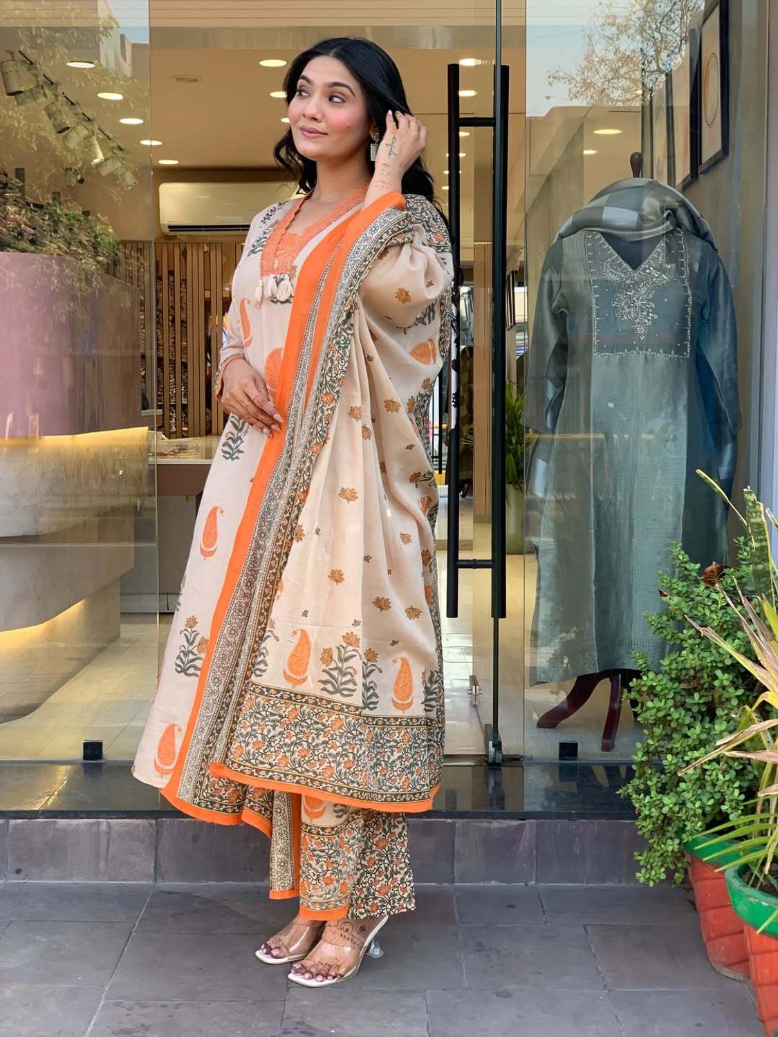 Image of SUJAMAI CREATION Women Cotton Rayon Kurti Pant Dupatta Set