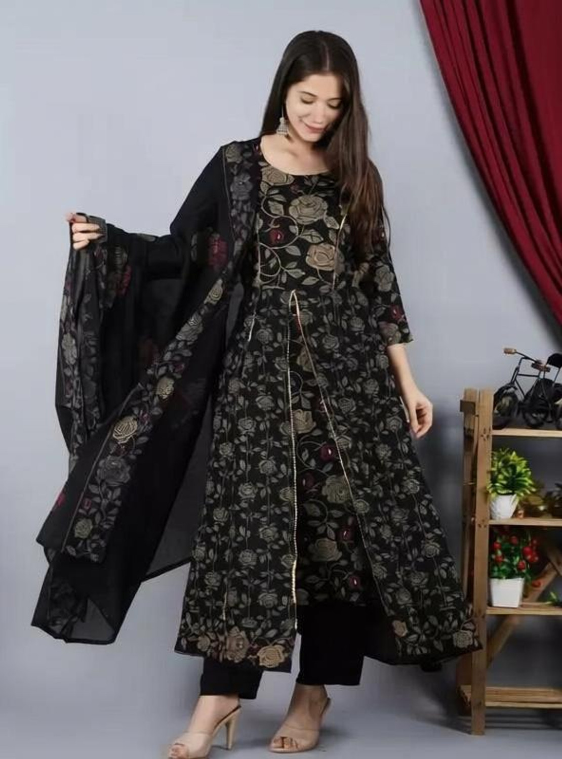 Image of River of cloth Women Viscose Rayon Kurta Pant Dupatta Set