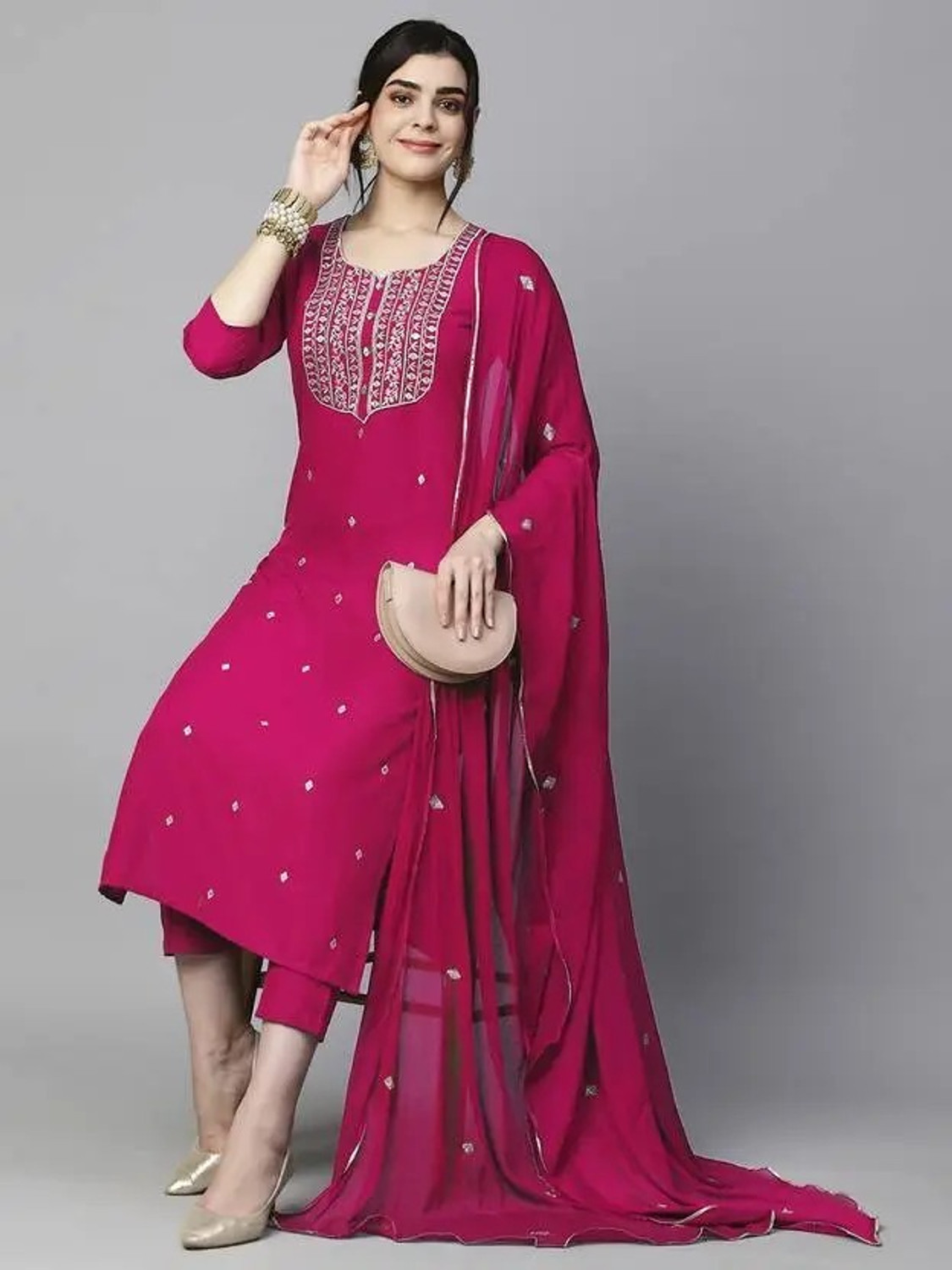 Image of parthcreation Women Viscose Rayon Kurti Pant Set