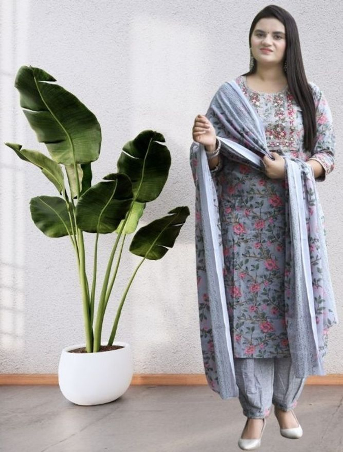 Image of YAGNIK FASHION Women Viscose Rayon Kurti Pant Attached Dupatta Set