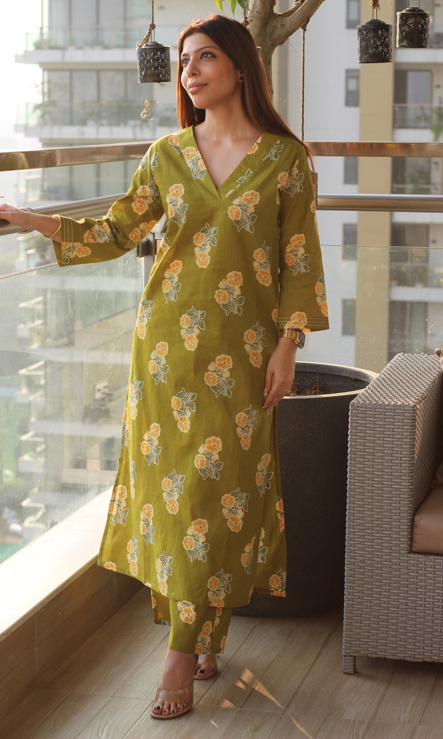 Image of SUJAMAI CREATION Women Cotton Rayon Kurti Pant Dupatta Set